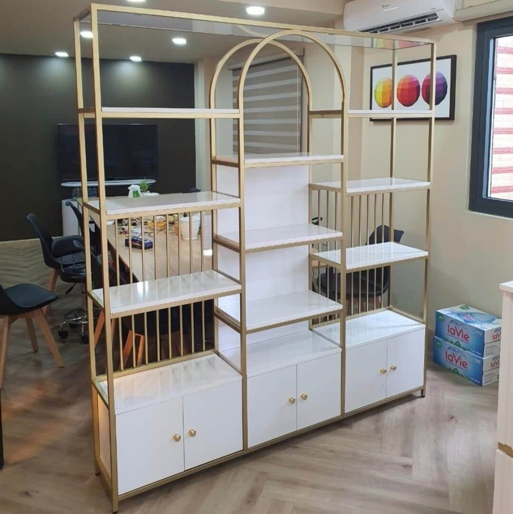 Kệ trang trí khung chân sắt mặt gỗ LHS-9496