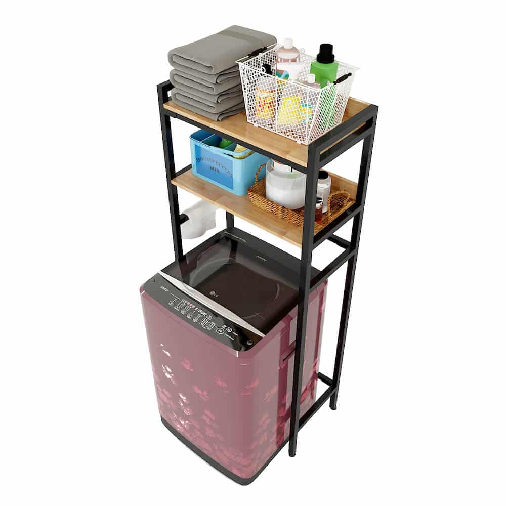 Kệ máy giặt cửa trên 2 tầng gỗ Cao Su khung sắt tĩnh điện LHS-9369