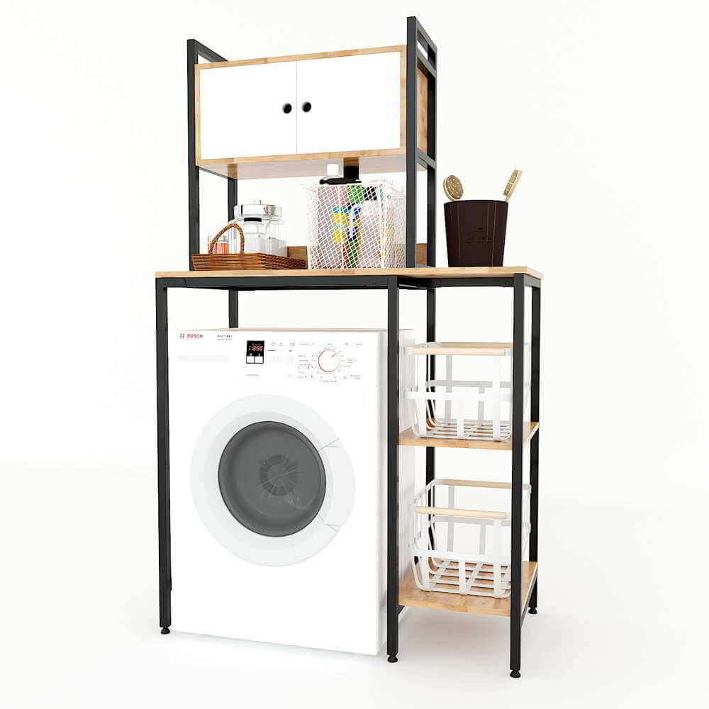 Kệ máy giặt có tủ gỗ Cao Su khung sắt tĩnh điện LHS-9367