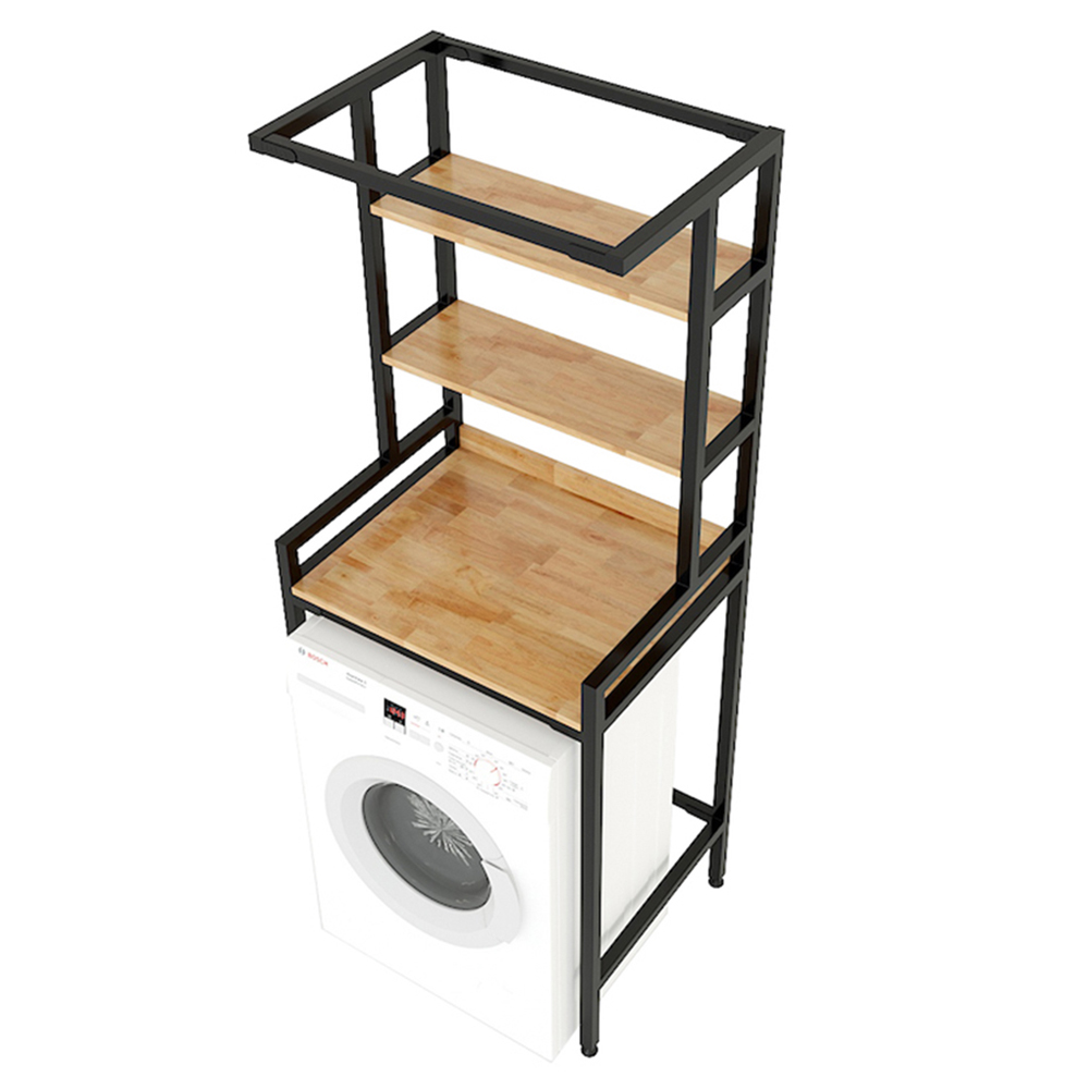 Kệ máy giặt 3 tầng gỗ Cao Su khung sắt tĩnh điện LHS-9358