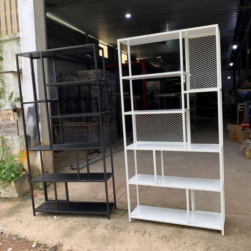 Kệ trang trí khung chân sắt mặt gỗ LHS-8599