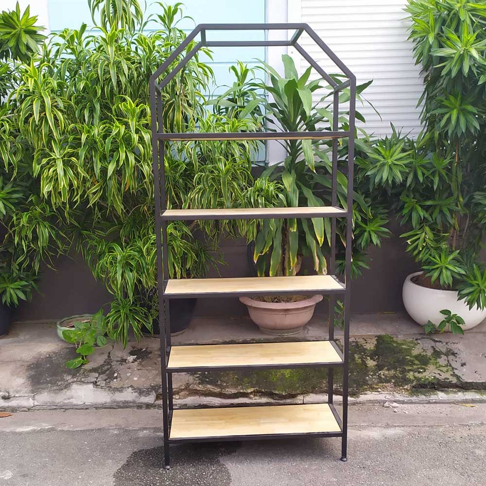 Kệ trang trí khung sắt mặt gỗ MDF LHS-8504