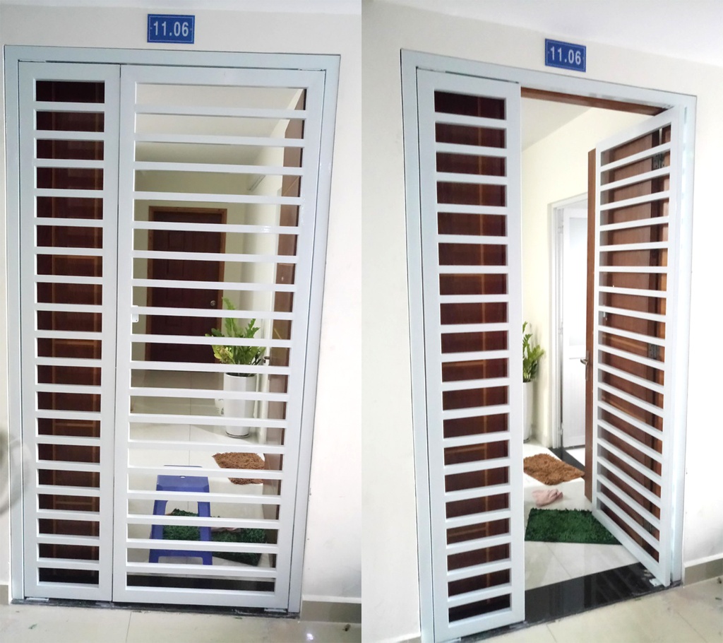 Cửa sắt chung cư sắt hộp LHS-8441 sơn tĩnh điện