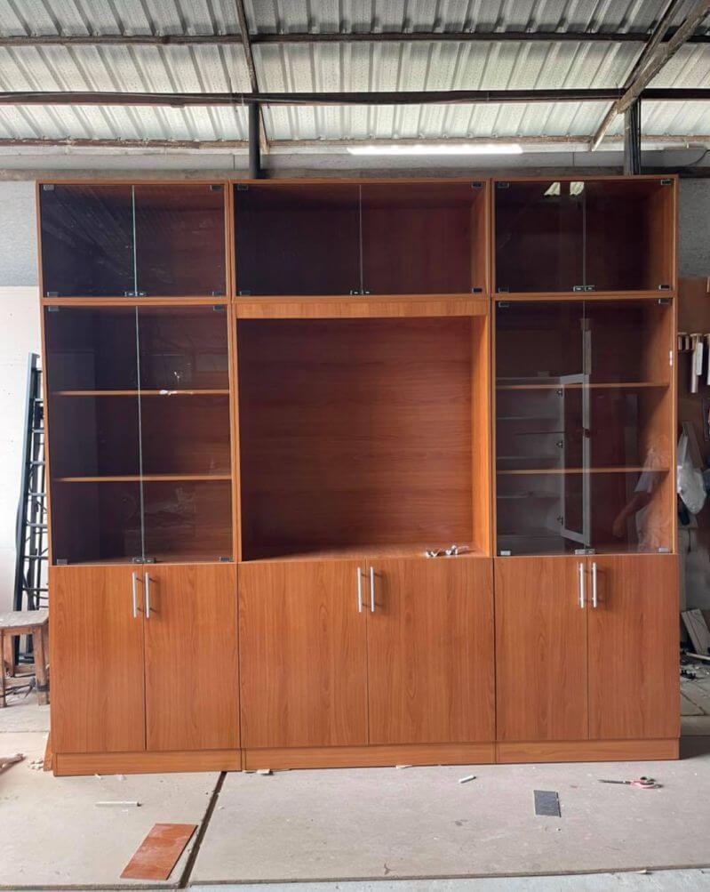 Tủ gỗ công nghiệp MDF chống ẩm cánh kính LHS-7778