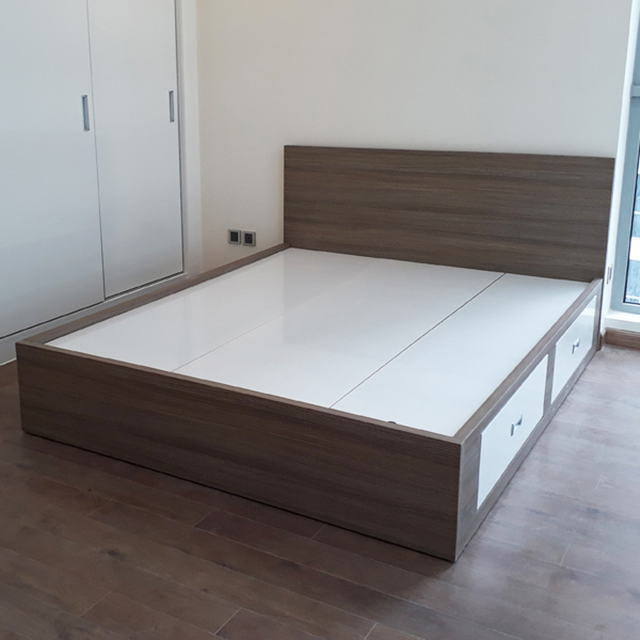 Giường gỗ công nghiệp MDF chống ẩm 2 ngăn kéo LHS-7358