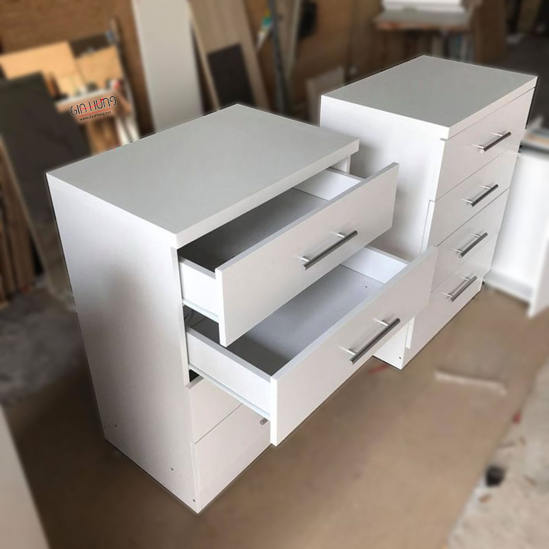 Tủ gỗ công nghiệp MDF chống ẩm 4 ngăn kéo màu trắng LHS-7137