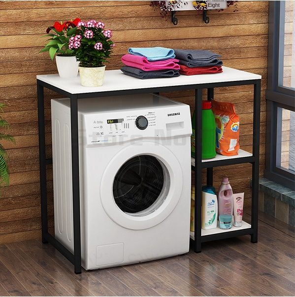 Kệ Máy Giặt Khung Sắt Mặt Gỗ Cao Su LHS-6209