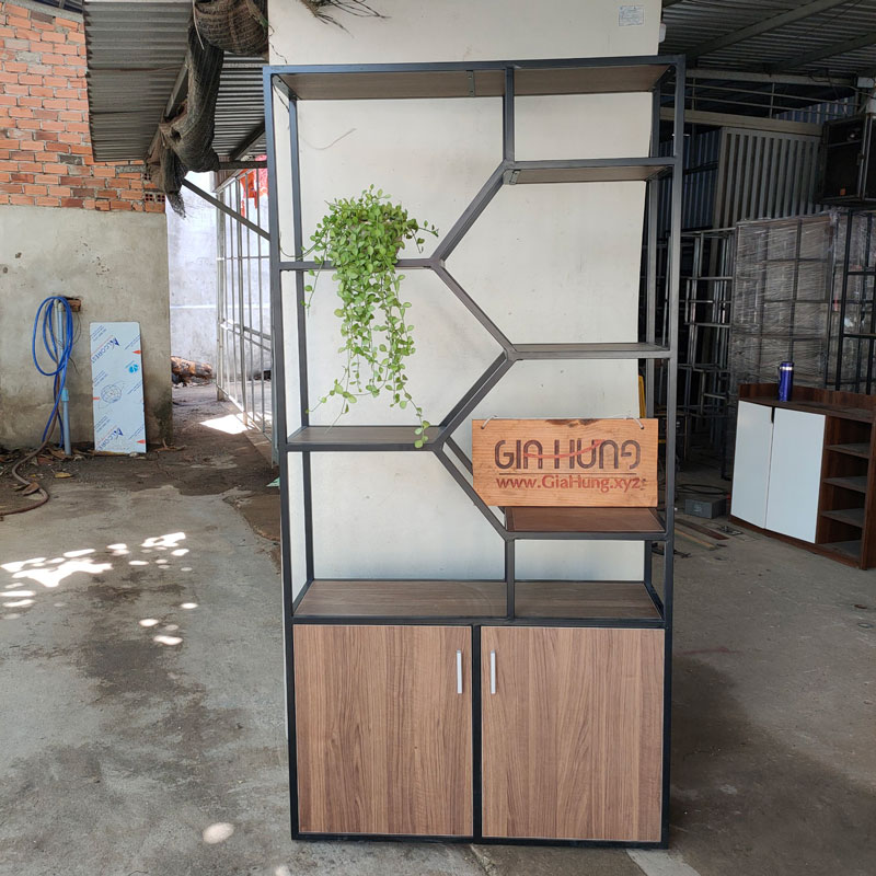 Kệ sắt trang trí có tủ dưới LHS-5873
