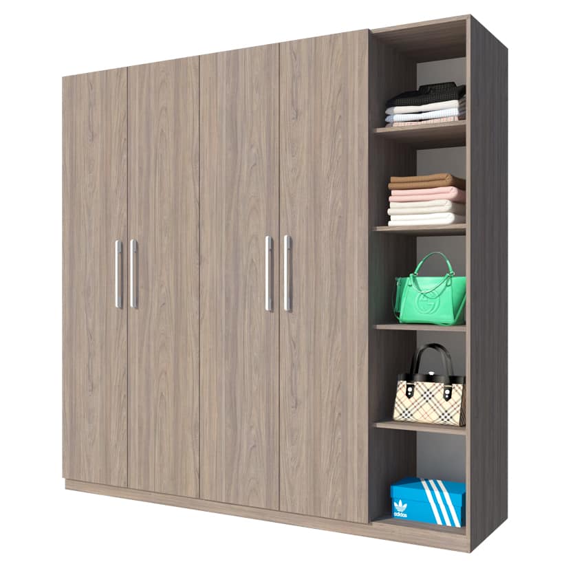 Tủ Áo 4 Cánh Gỗ MDF Melamine Có Kệ LHS-5252