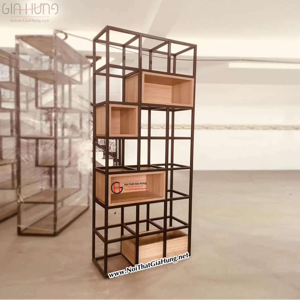 [LHS-3979] Kệ trang trí khung chân sắt mặt gỗ LHS-3979