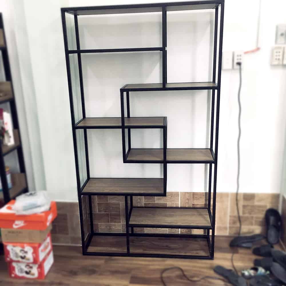 Kệ trang trí khung chân sắt mặt gỗ LHS-3551