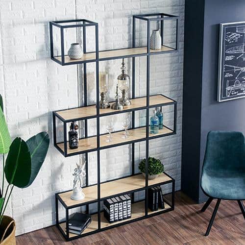 Kệ trang trí khung sắt mặt gỗ LHS-3435
