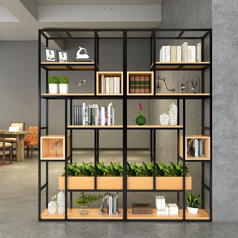 Kệ trang trí khung chân sắt hộp gỗ LHS-3235