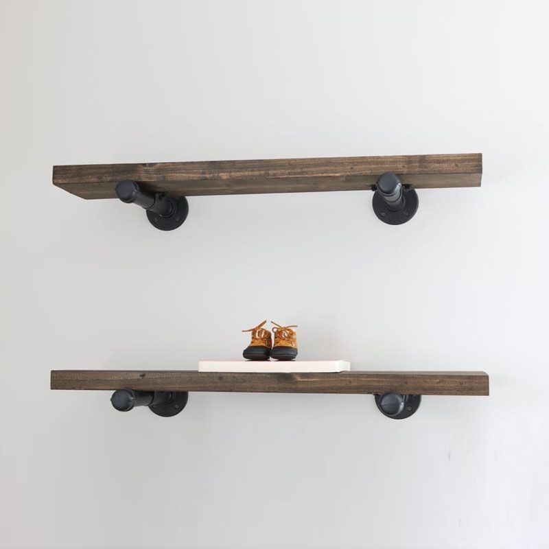 Kệ trang trí treo tường ống nước mặt gỗ thông LHS-649