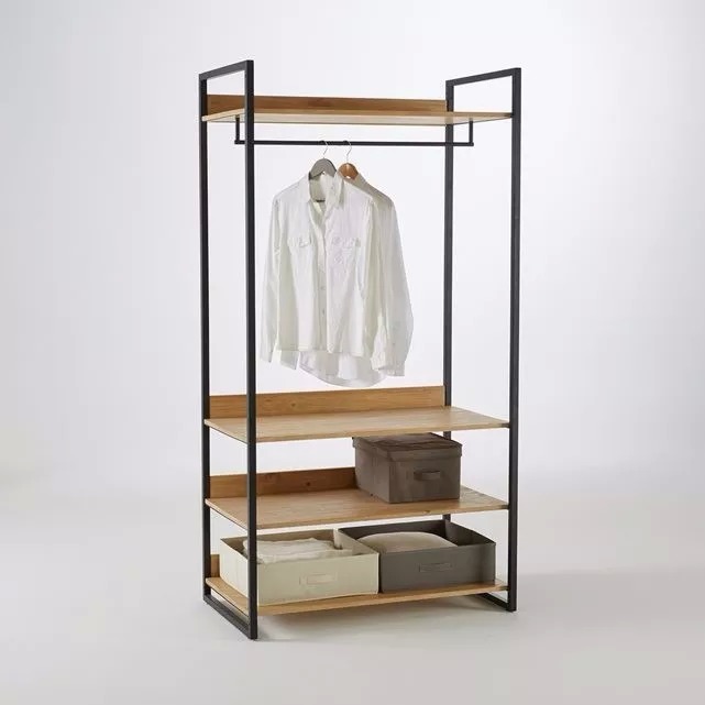 Kệ treo quần áo khung sắt mặt gỗ LHS-490