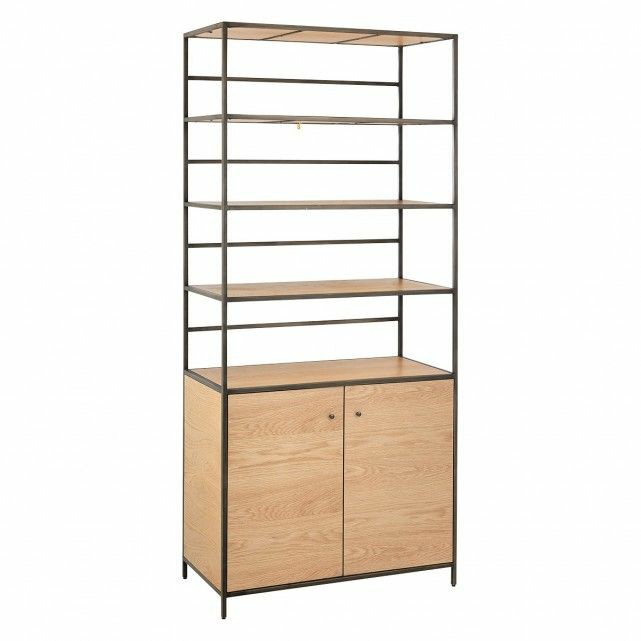 Kệ khung chân sắt mặt gỗ có tủ LHS-3889