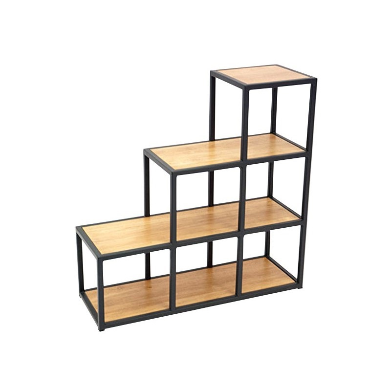Kệ sắt trang trí mặt gỗ cao su 3 tầng LHS-315